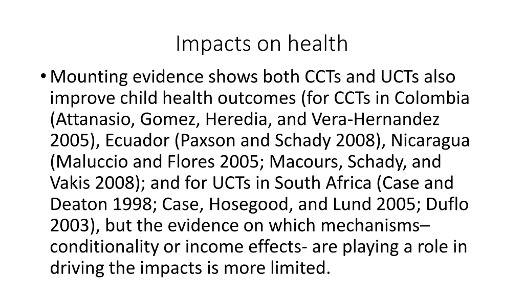 impacts on health