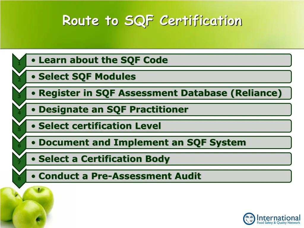 route to sqf certification