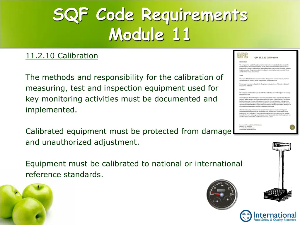 sqf code requirements module 11 1