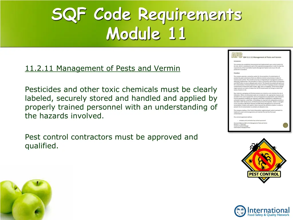 sqf code requirements module 11 2