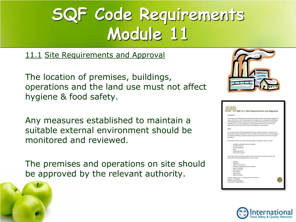 sqf code requirements module 11