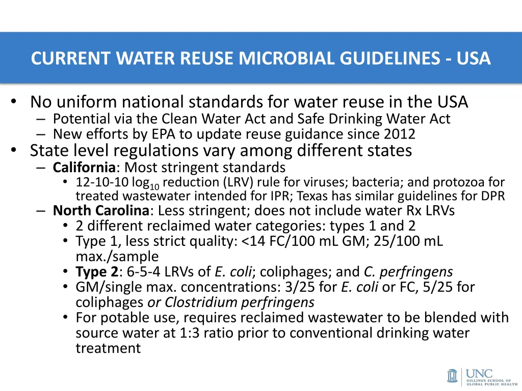 current water reuse microbial guidelines usa