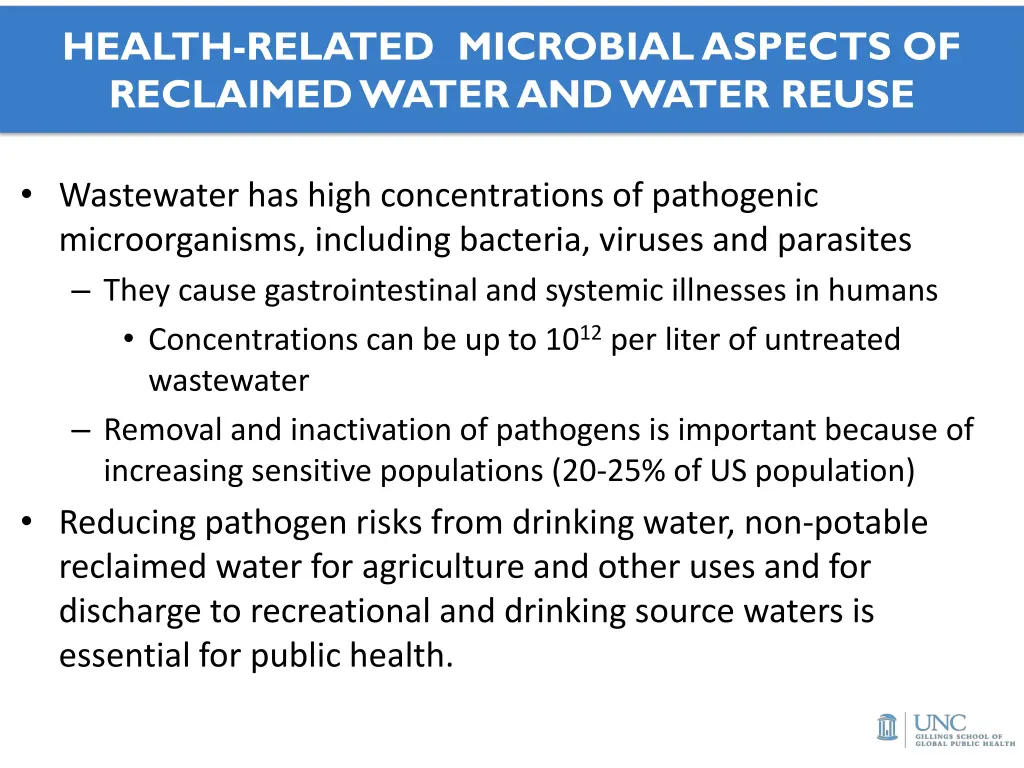 health related microbial aspects of reclaimed