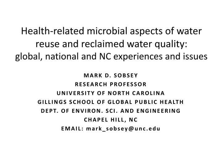 health related microbial aspects of water reuse