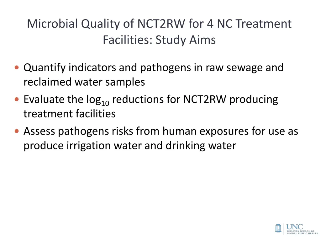 microbial quality of nct2rw for 4 nc treatment