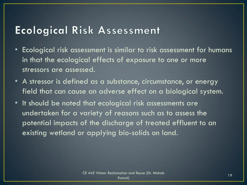 ecological risk assessment