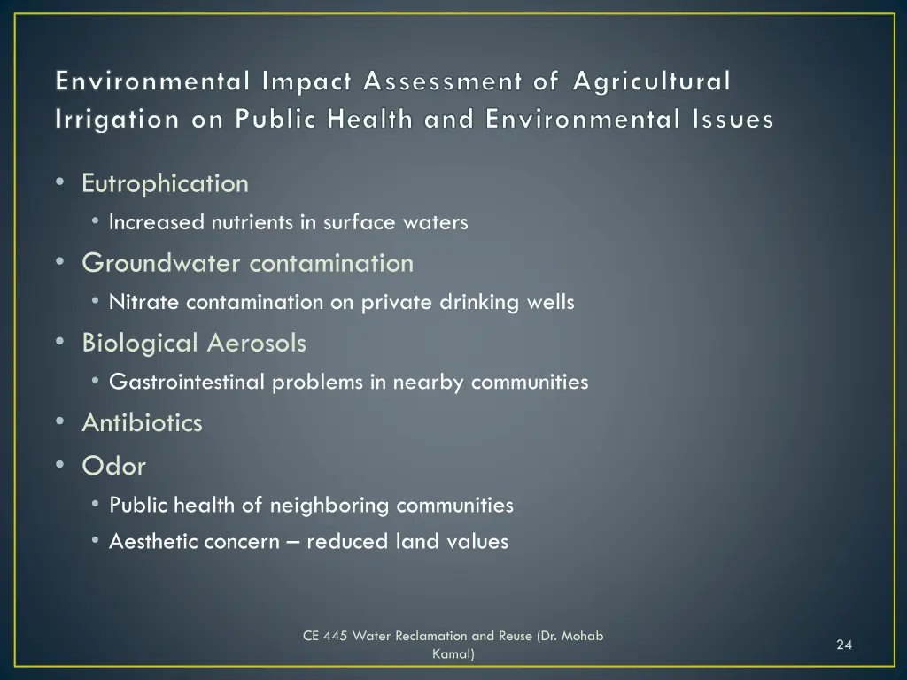 environmental impact assessment of agricultural