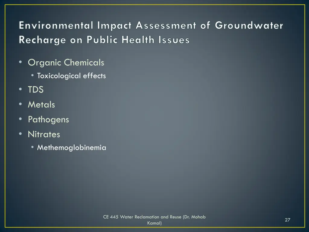 environmental impact assessment of groundwater