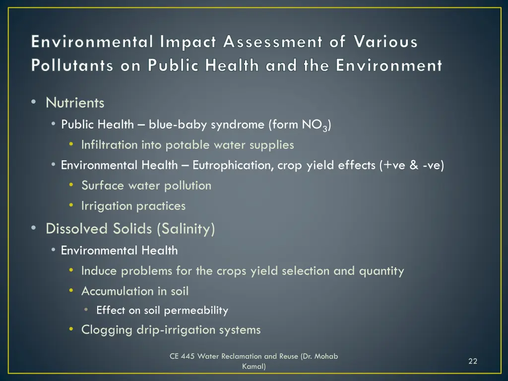 environmental impact assessment of various 1