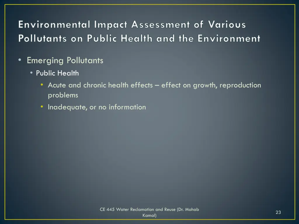 environmental impact assessment of various 2