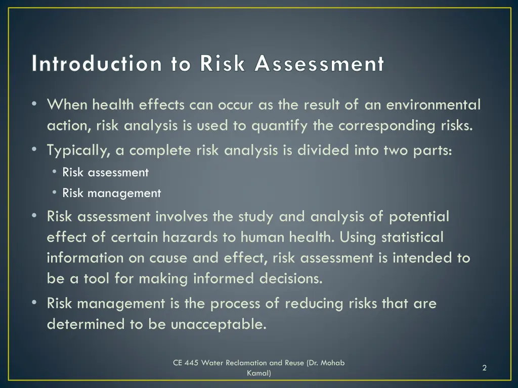 introduction to risk assessment