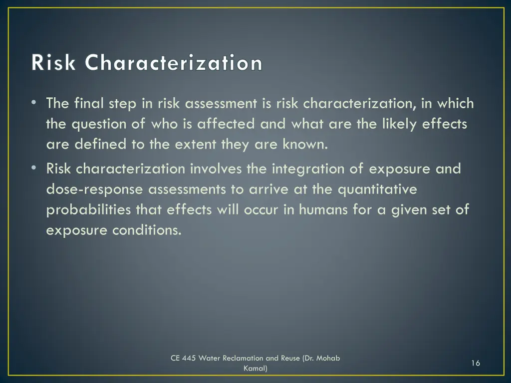 risk characterization