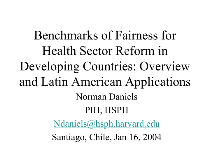 benchmarks of fairness for health sector reform