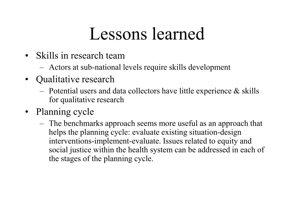 lessons learned 2