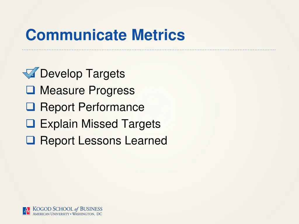 communicate metrics