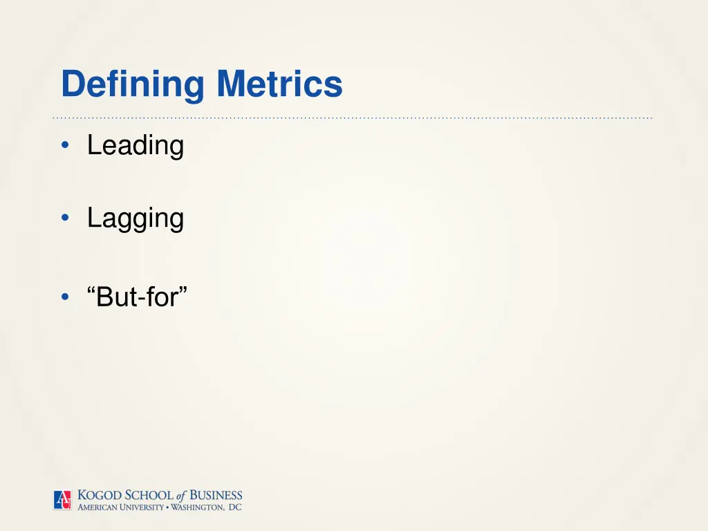 defining metrics