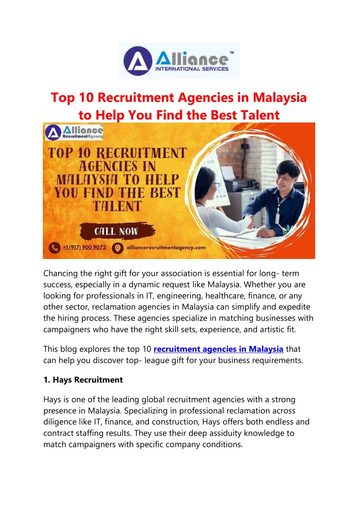 top 10 recruitment agencies in malaysia to help