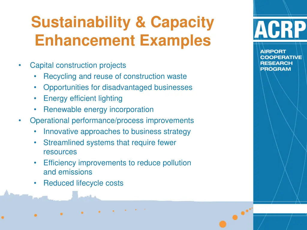 sustainability capacity enhancement examples