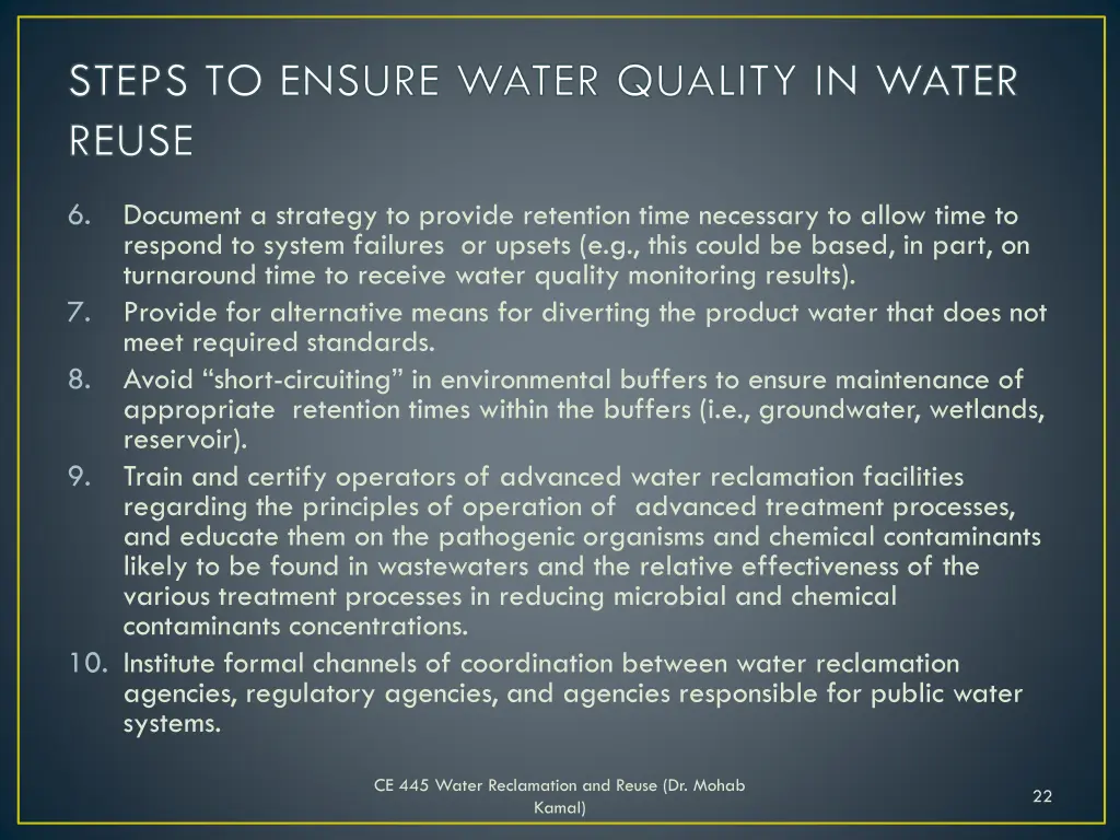 steps to ensure water quality in water reuse 2