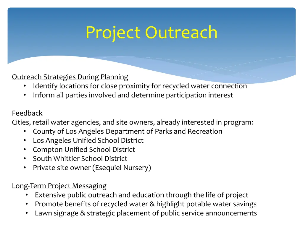 project outreach