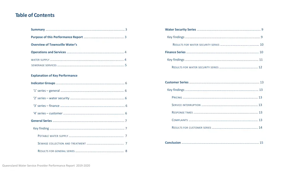 table of contents