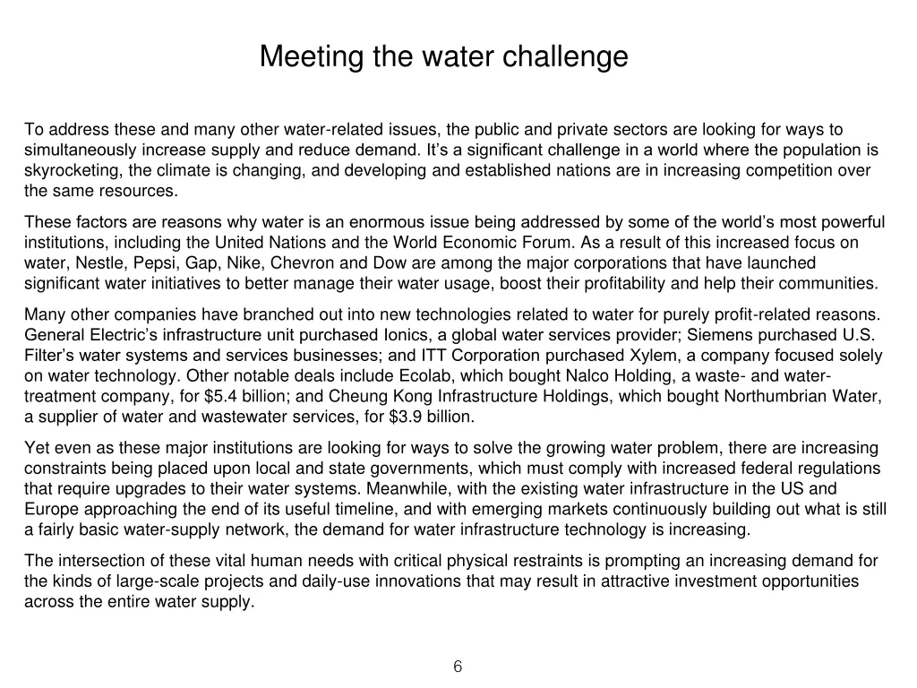 meeting the water challenge