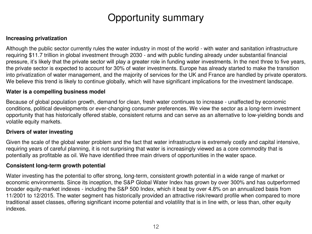 opportunity summary