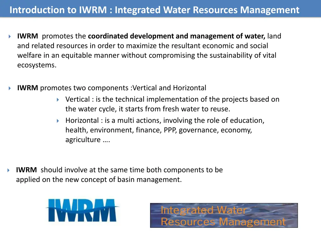 introduction to iwrm integrated water resources