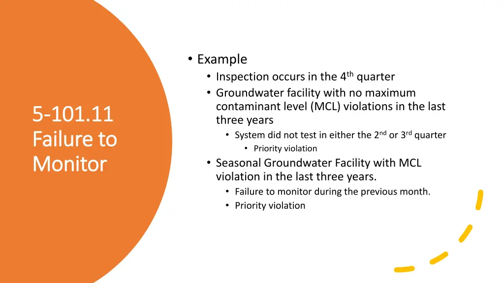 example inspection occurs in the 4 th quarter