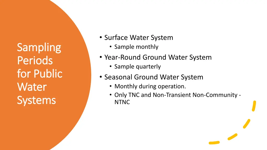 surface water system sample monthly year round