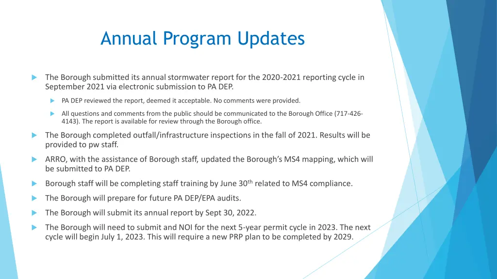 annual program updates