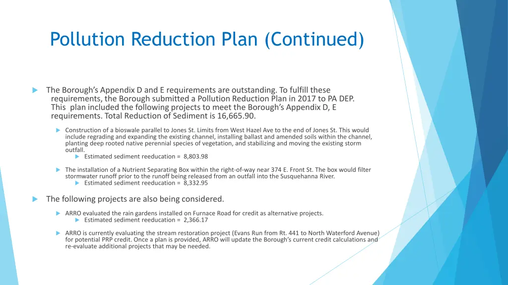 pollution reduction plan continued