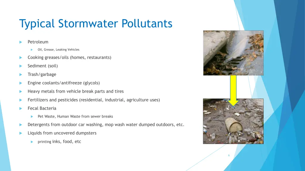 typical stormwater pollutants