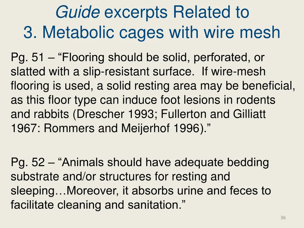 guide excerpts related to 3 metabolic cages with