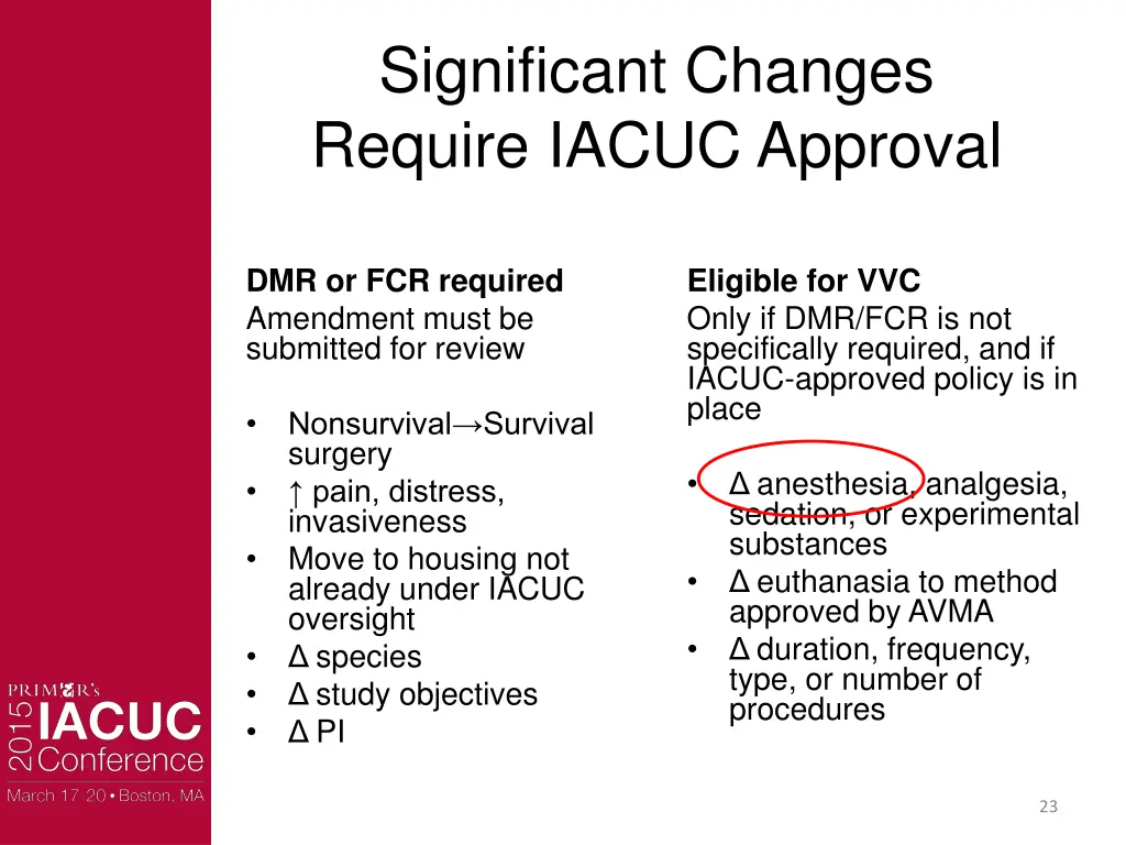 significant changes require iacuc approval 1