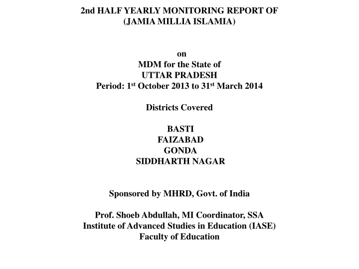 2nd half yearly monitoring report of jamia millia