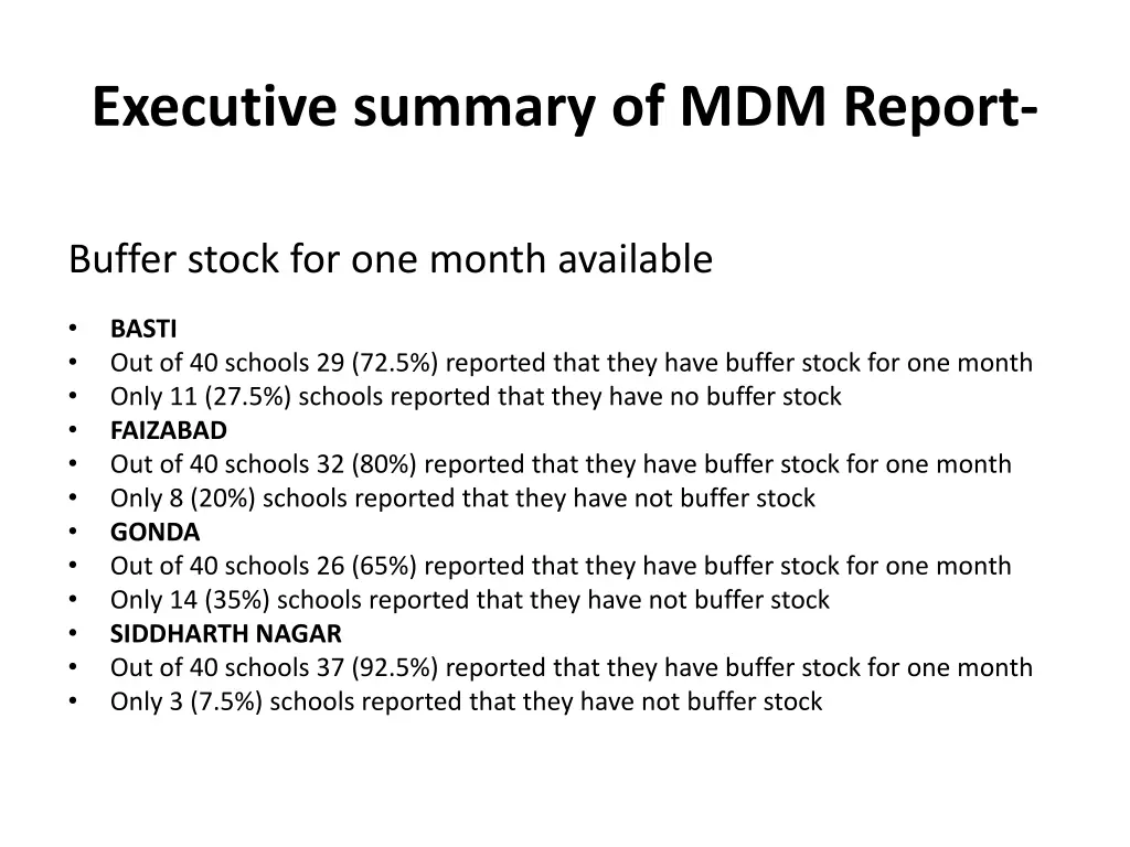 executive summary of mdm report