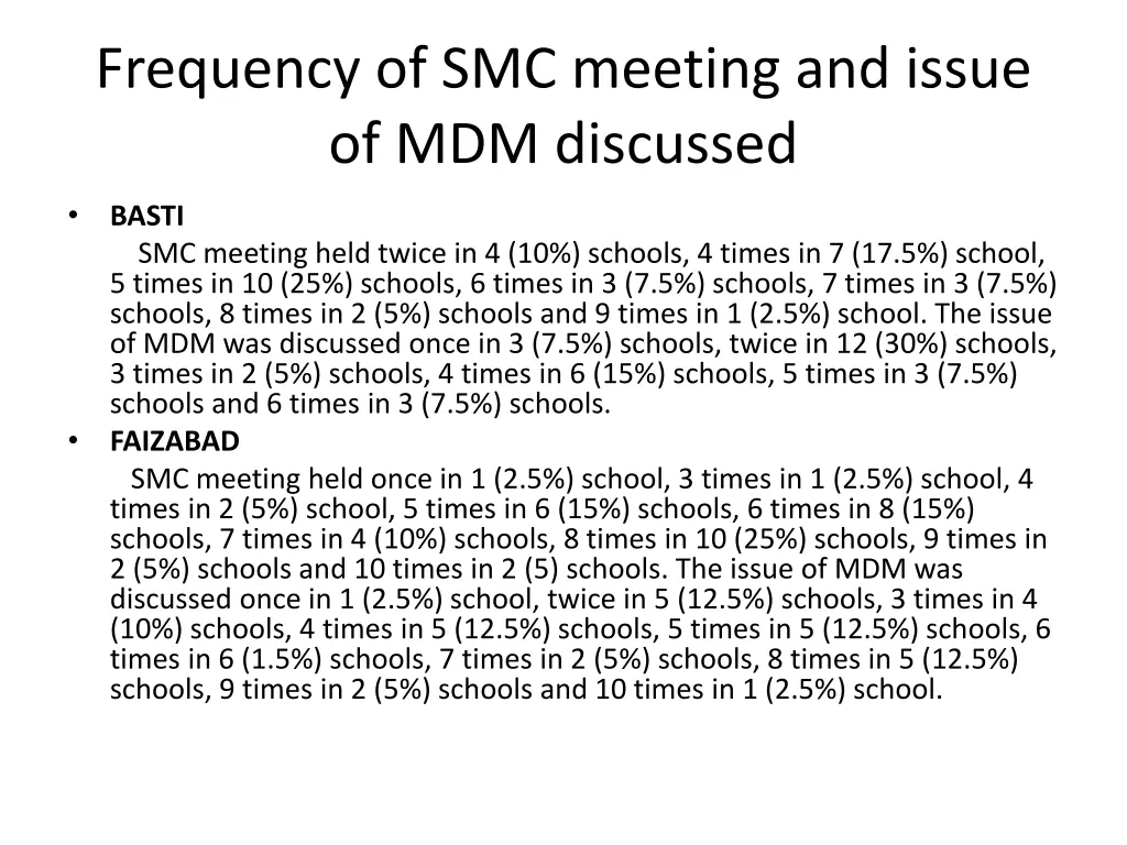 frequency of smc meeting and issue