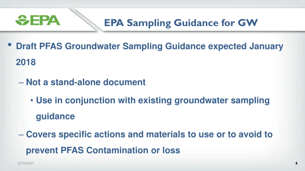 epa sampling guidance for gw