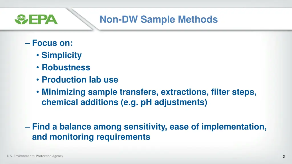 non dw sample methods