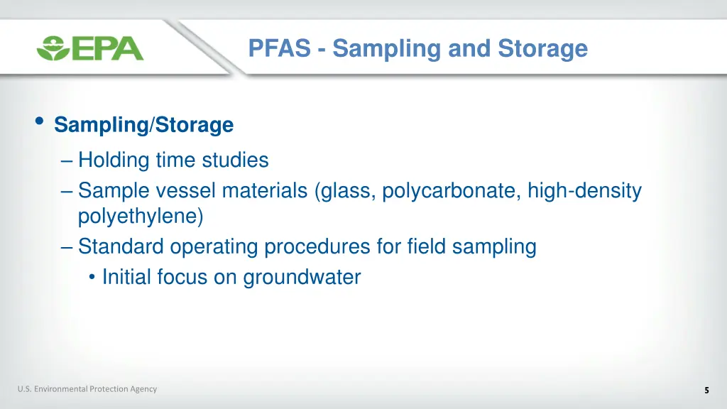 pfas sampling and storage