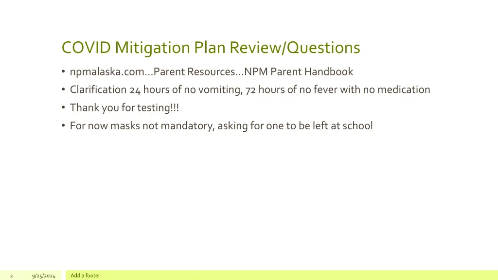 covid mitigation plan review questions