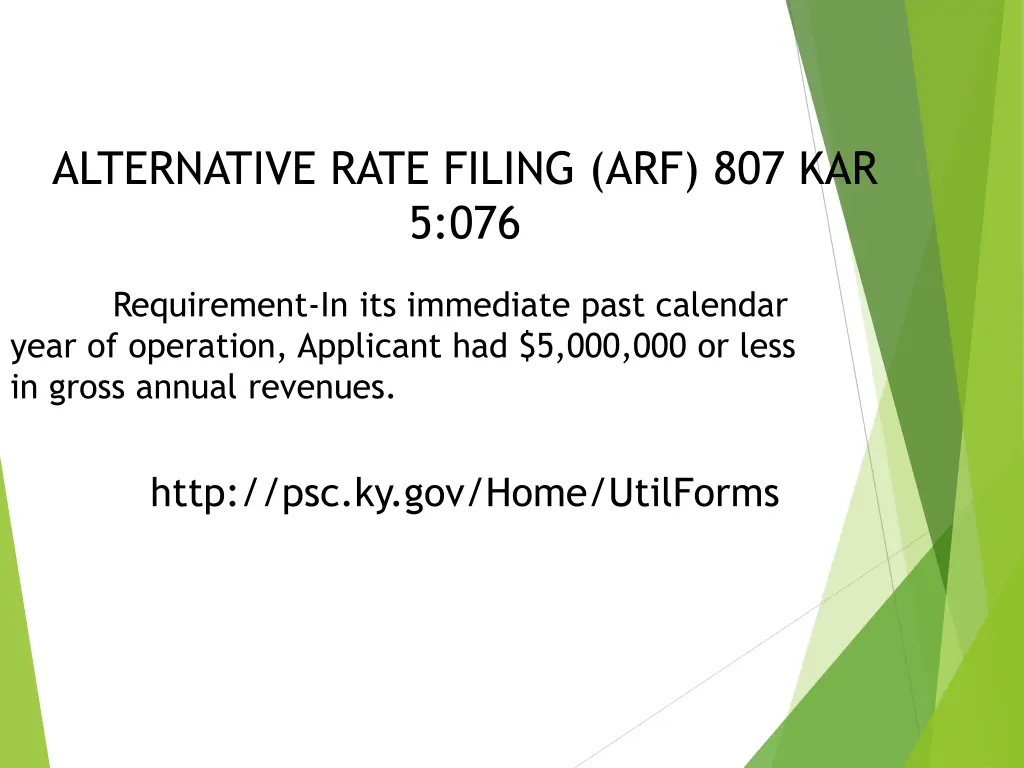 alternative rate filing arf 807 kar 5 076