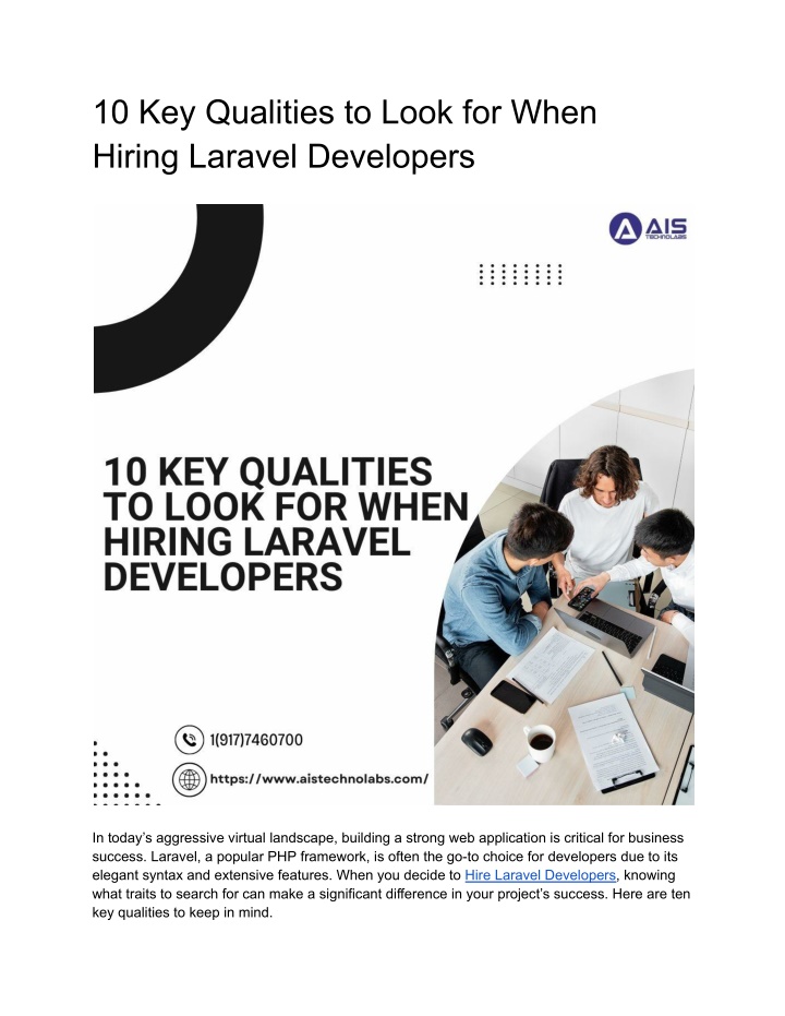 10 key qualities to look for when hiring laravel