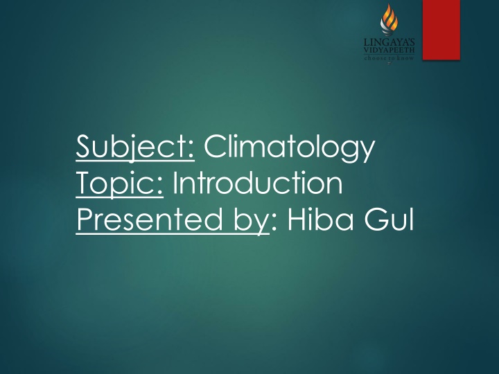 subject climatology topic introduction presented