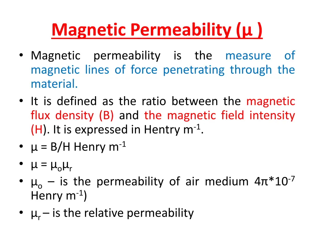 magnetic permeability