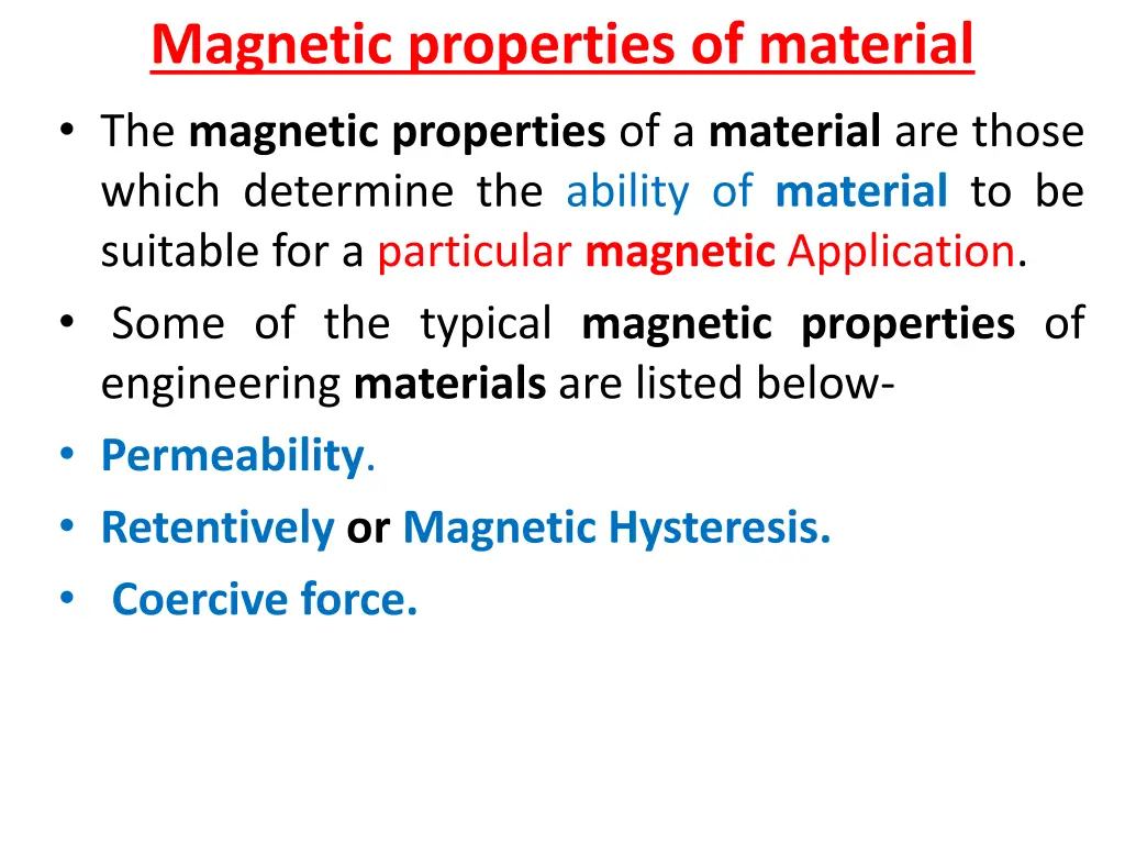 magnetic properties of material the magnetic