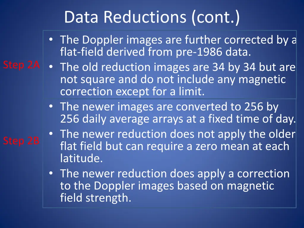 data reductions cont the doppler images