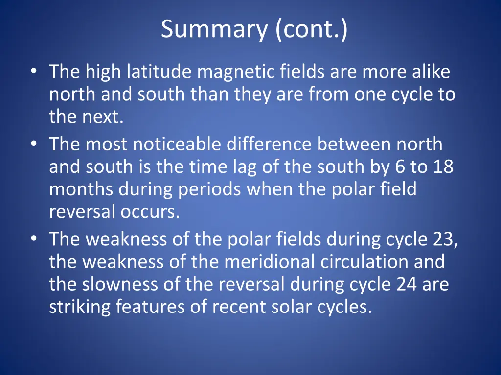 summary cont