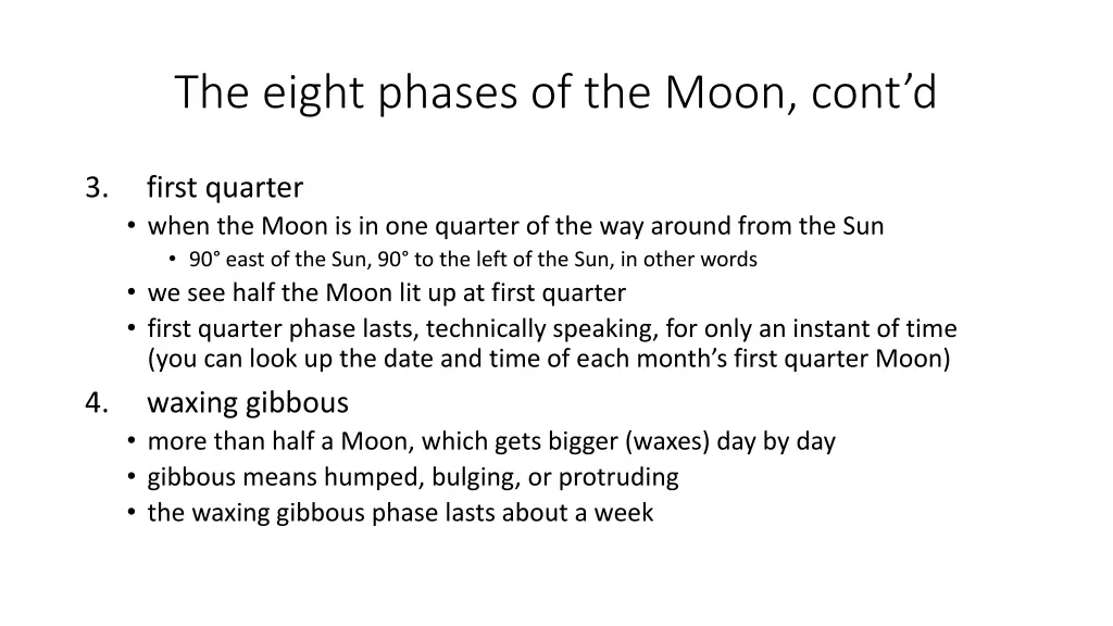 the eight phases of the moon cont d